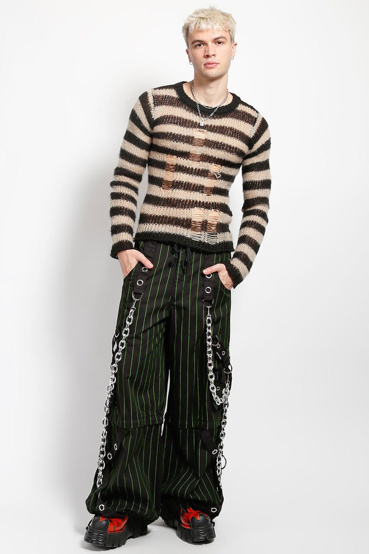 mens plus size chain strap baggy fit oversized stripe jeans