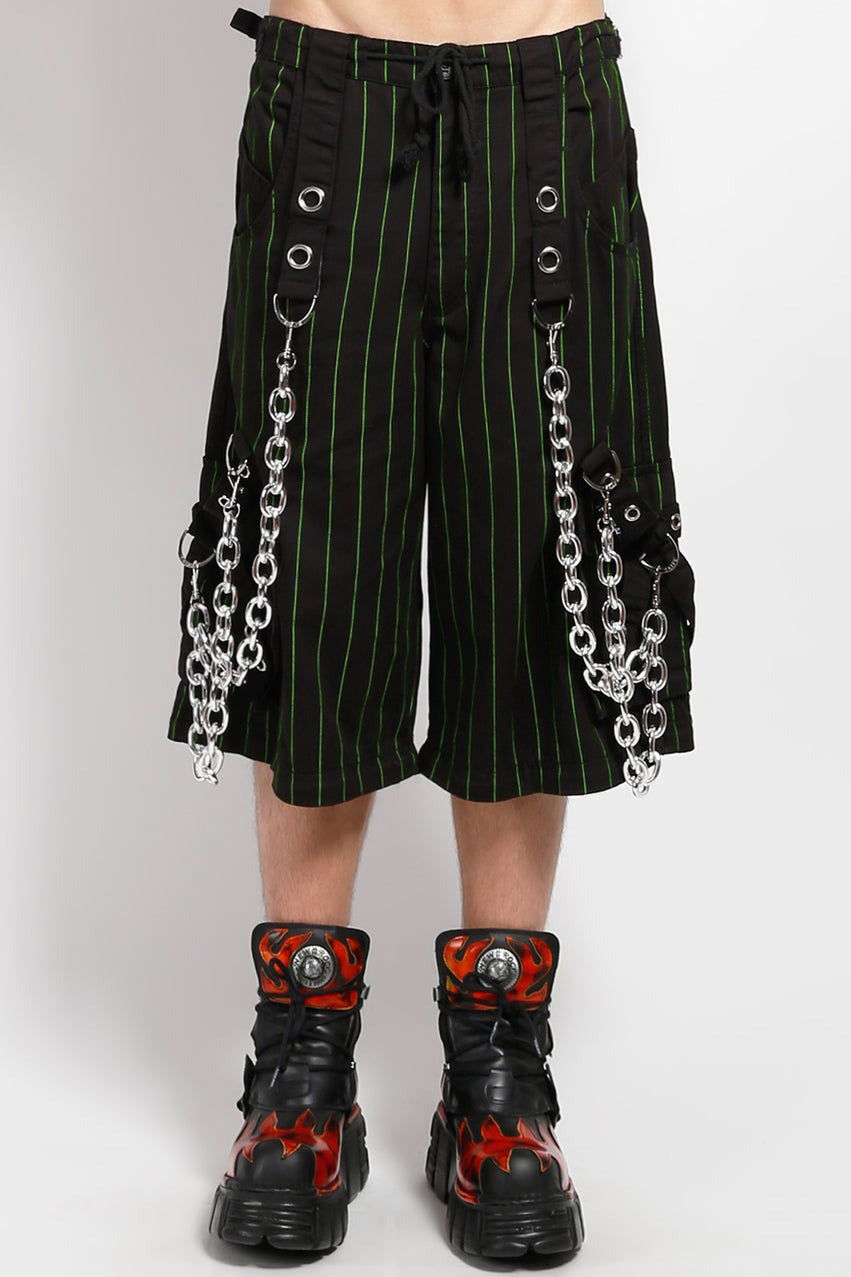 eyelet chain strap mens long shorts