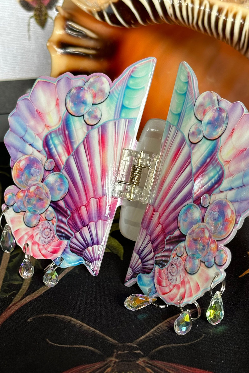 ocean bubbles and mermaid shell hair claw clip