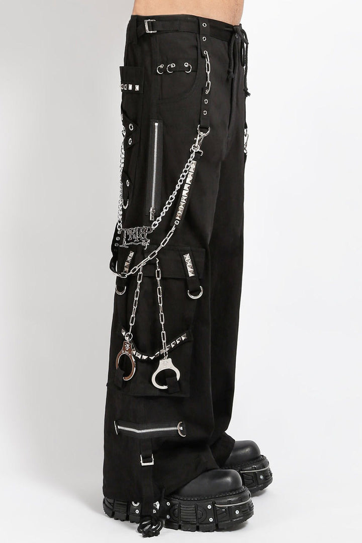 mens pants with metal handcuffs on them