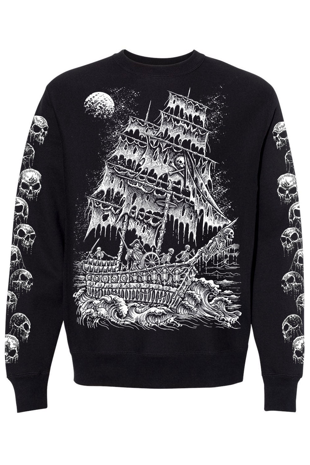 skull sleeve pirate ship sweatshirt