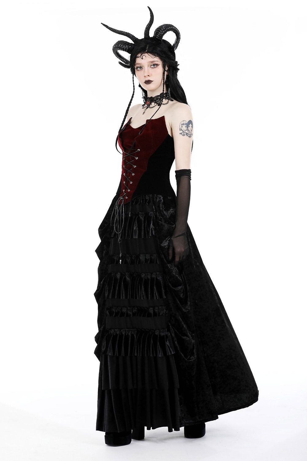womens soft velvet long gothic skirt