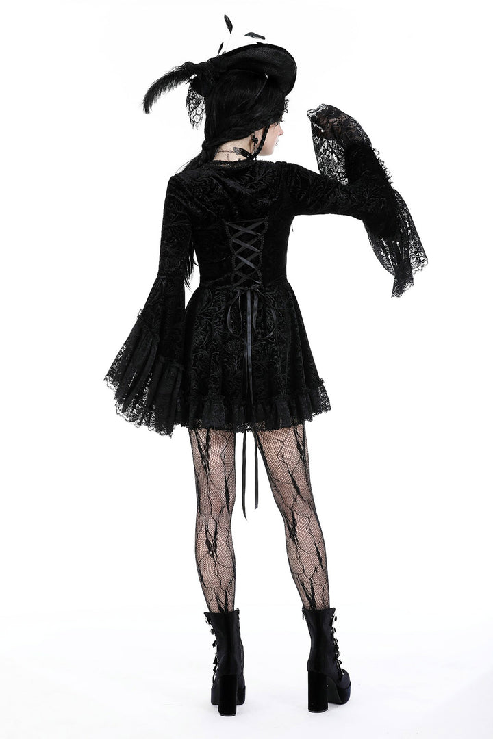black flare sleeve dress