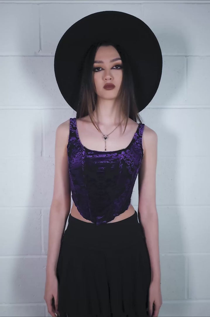 zippered deep purple corset