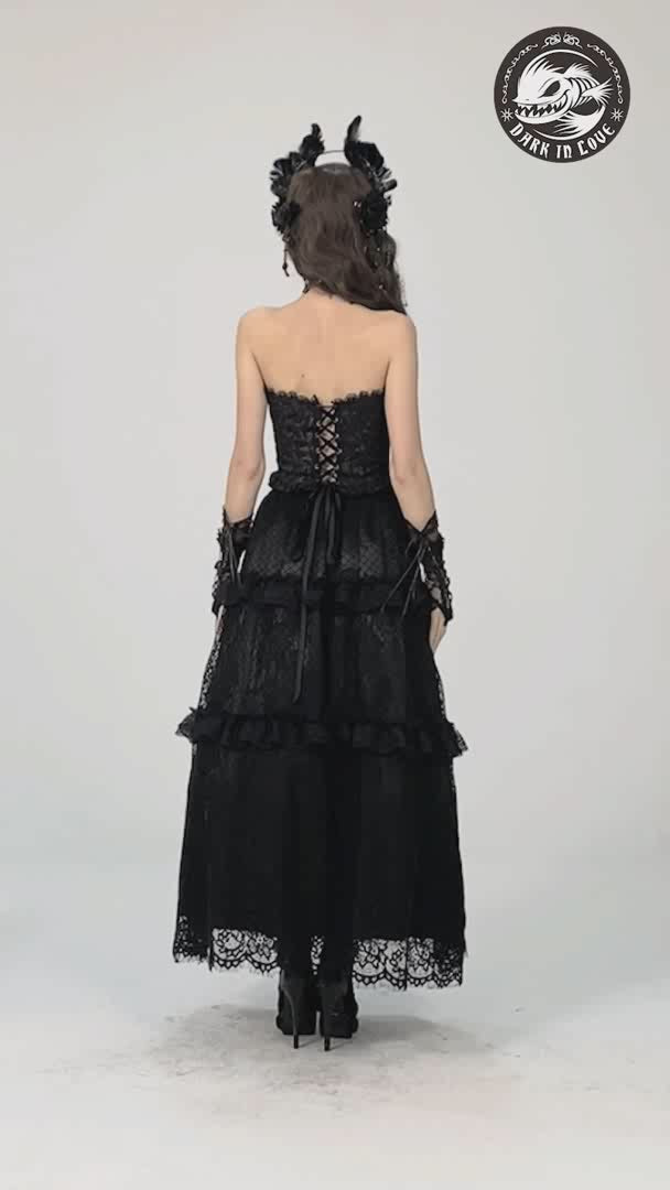 video of goth woman wearing victorian gothic skirt