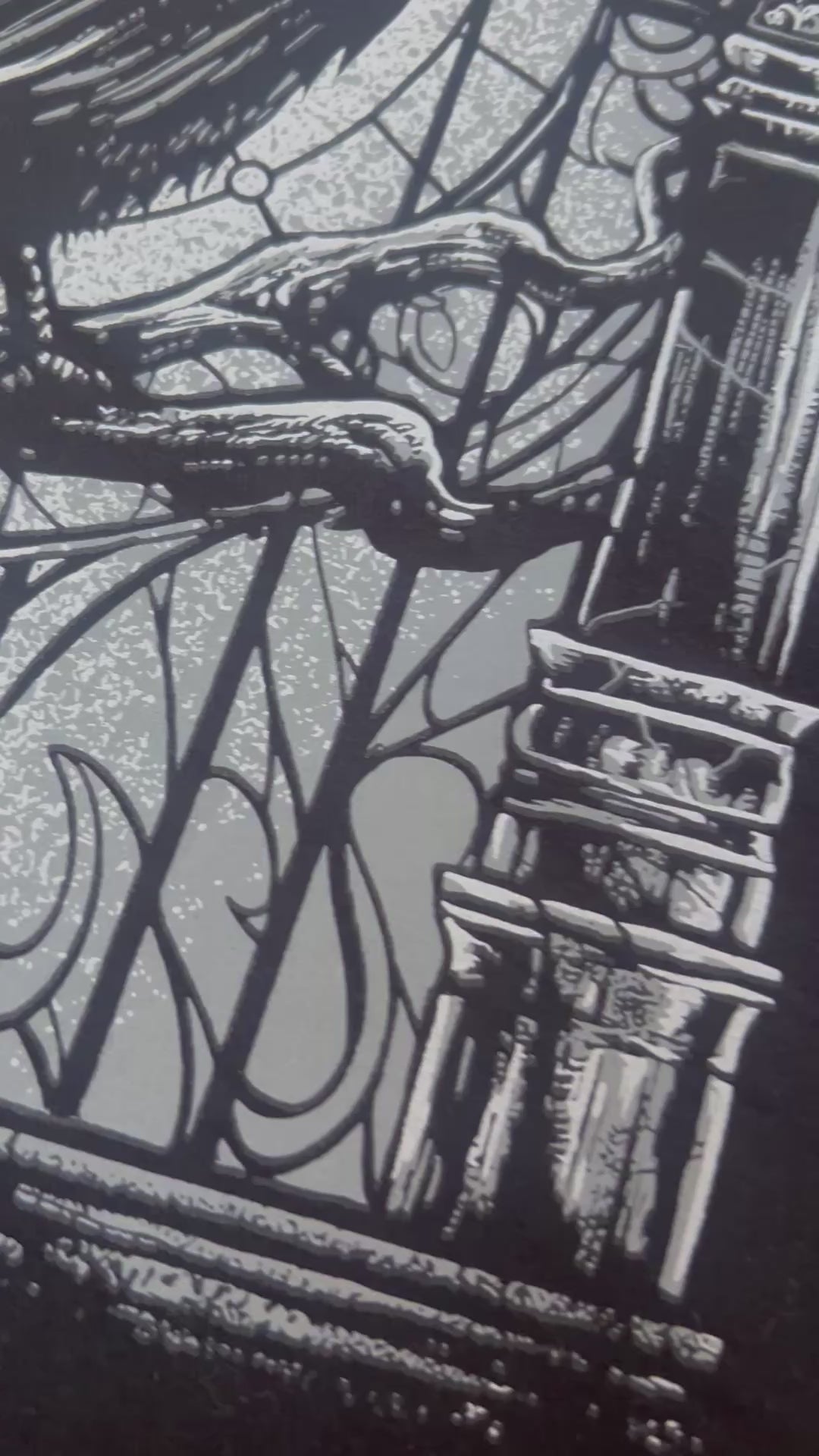 video of a gothic cathedral t-shirt with a raven