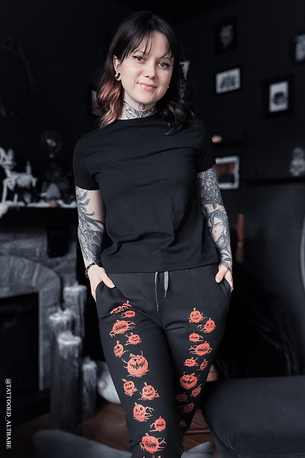 gothic halloween pumpkin sweatpants