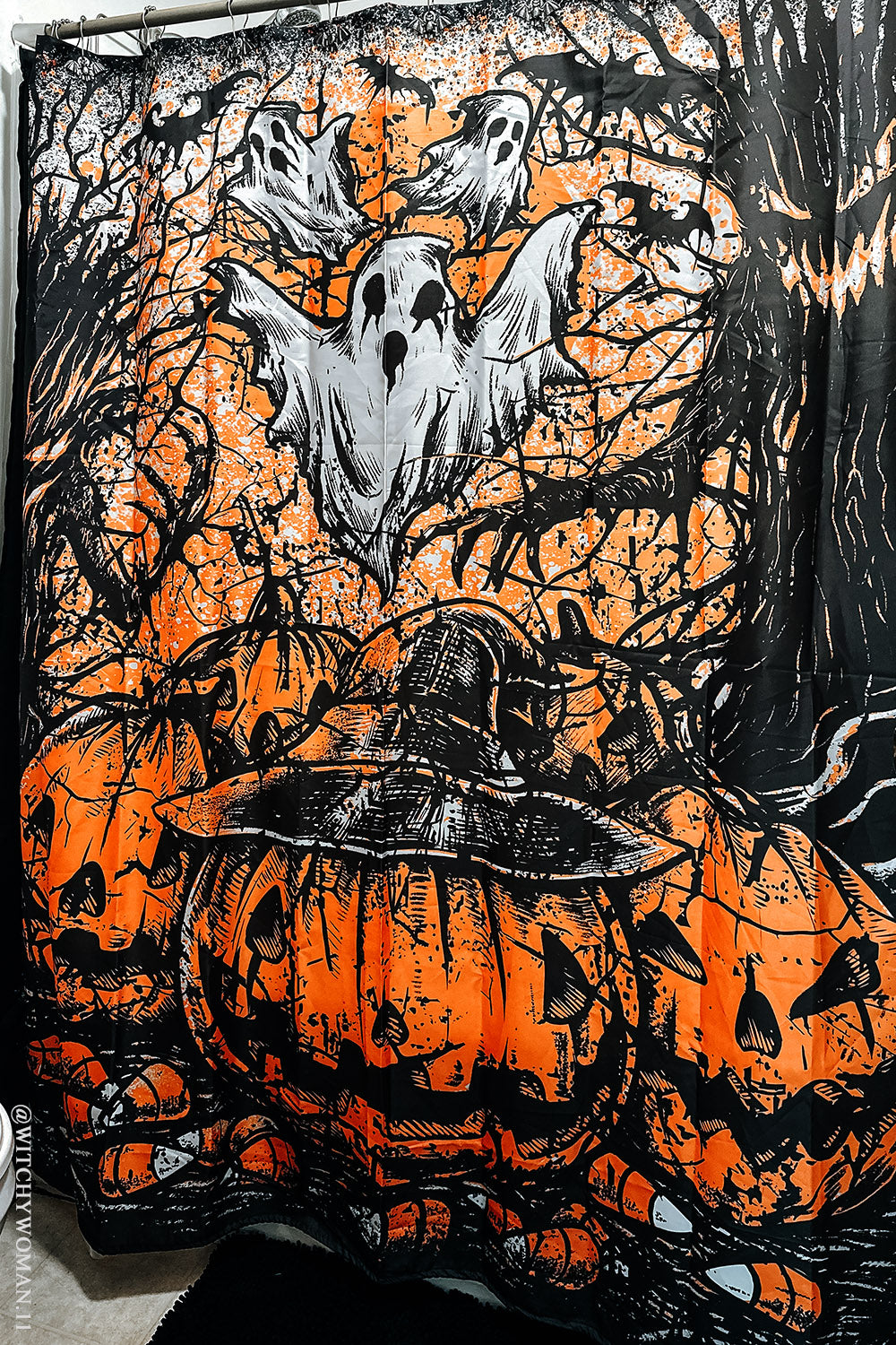 gothic ghost haunted house shower curtain