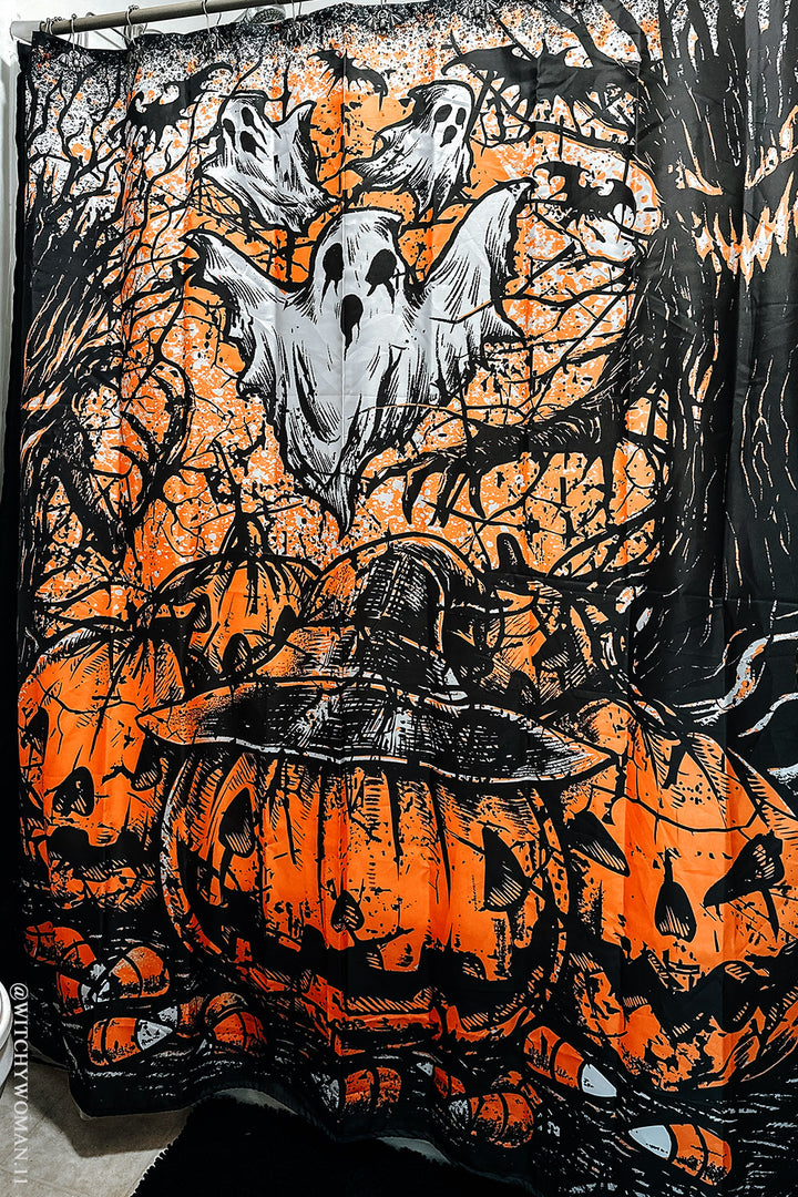 gothic ghost haunted house shower curtain