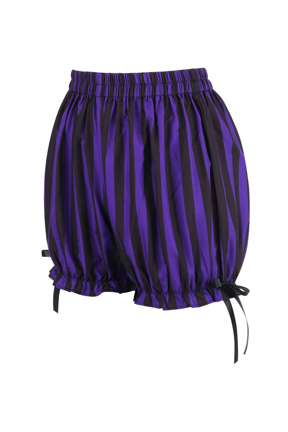 womens high waisted gothic black and purple striped shorts