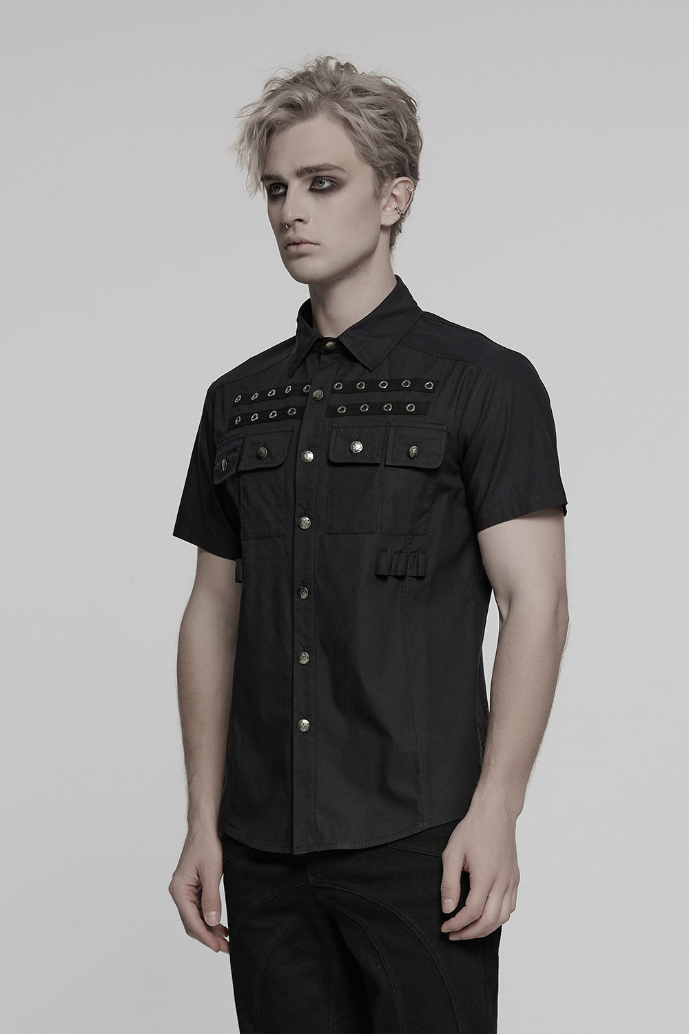 mens punk studded button down shirt