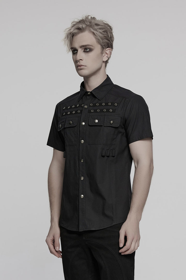 mens punk studded button down shirt