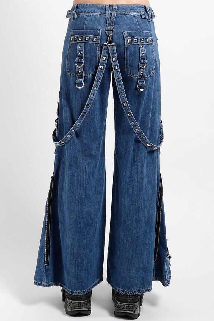 womens punk indigo denim studded pants