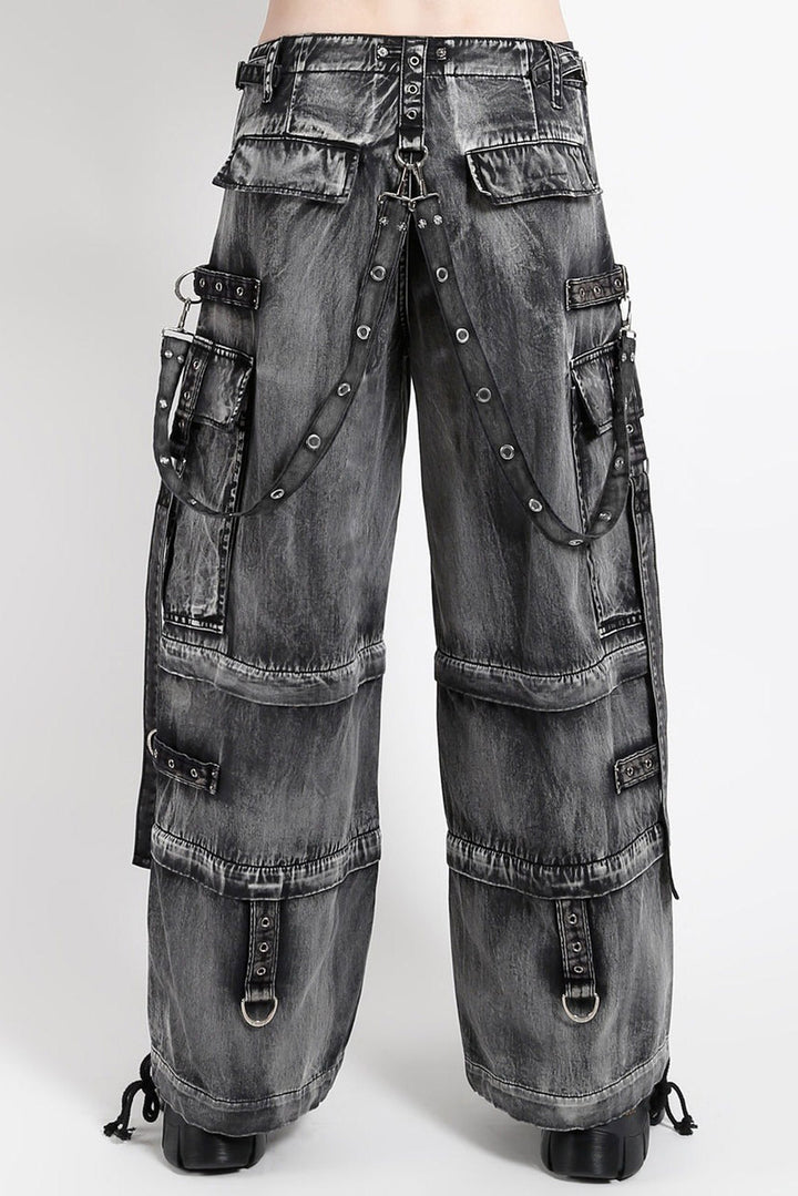 gothic eyelet distressed washed denim baggy pants