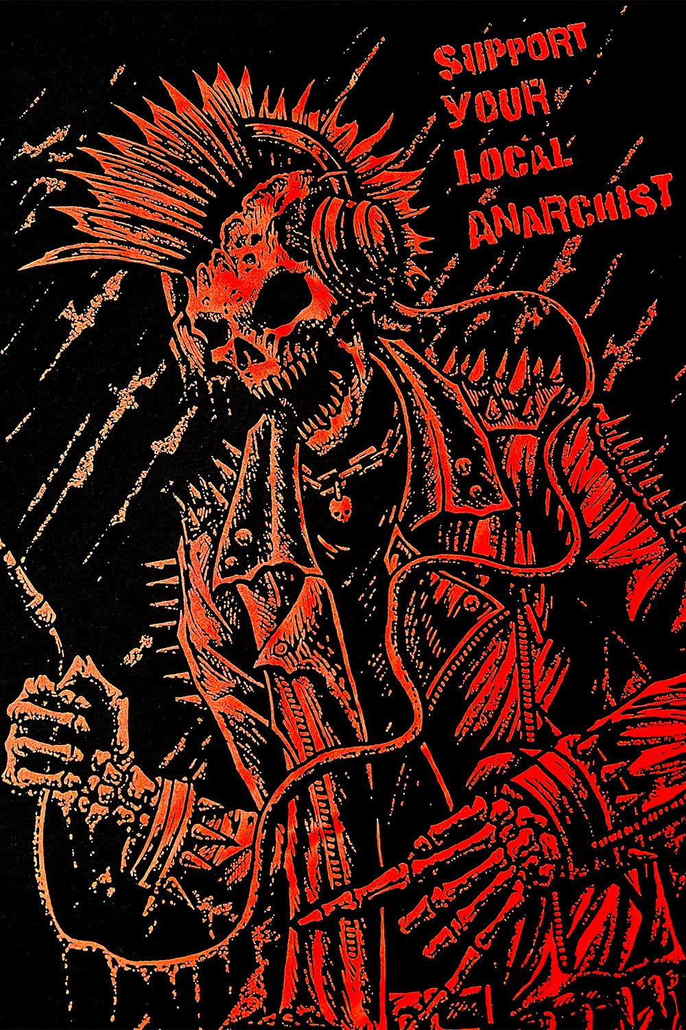 punk rock skeleton anarchist hoodie jacket