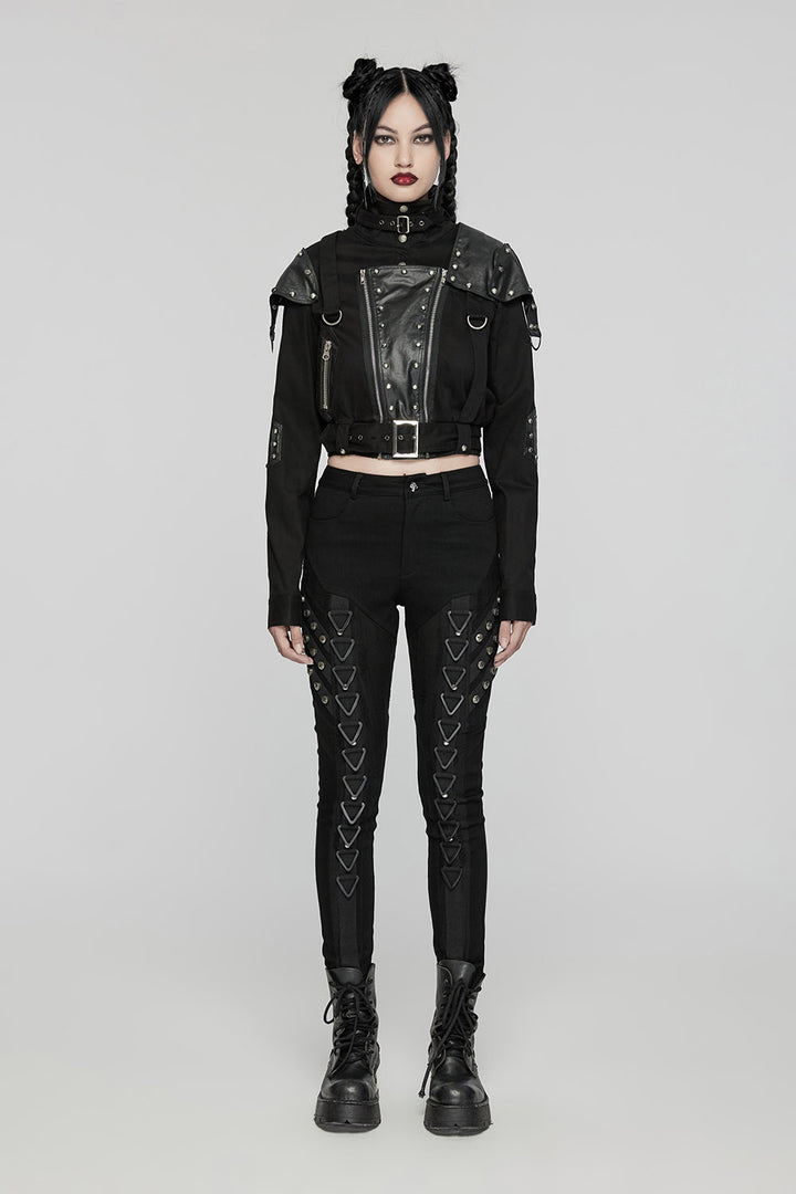 womens punk studded slim leg pants
