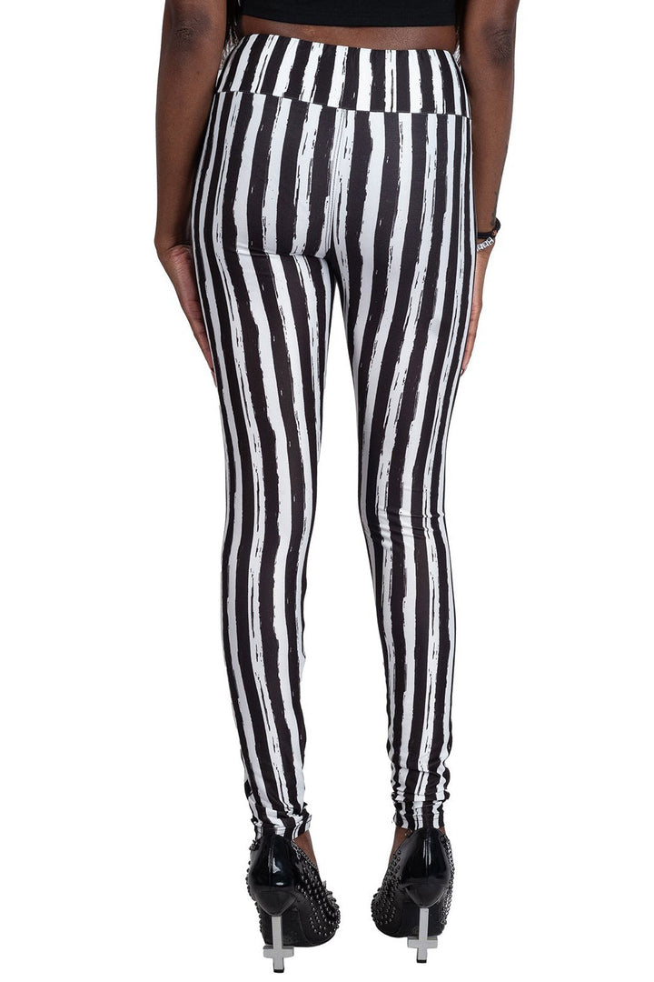 womens comfy gothic high waisted striped leggings