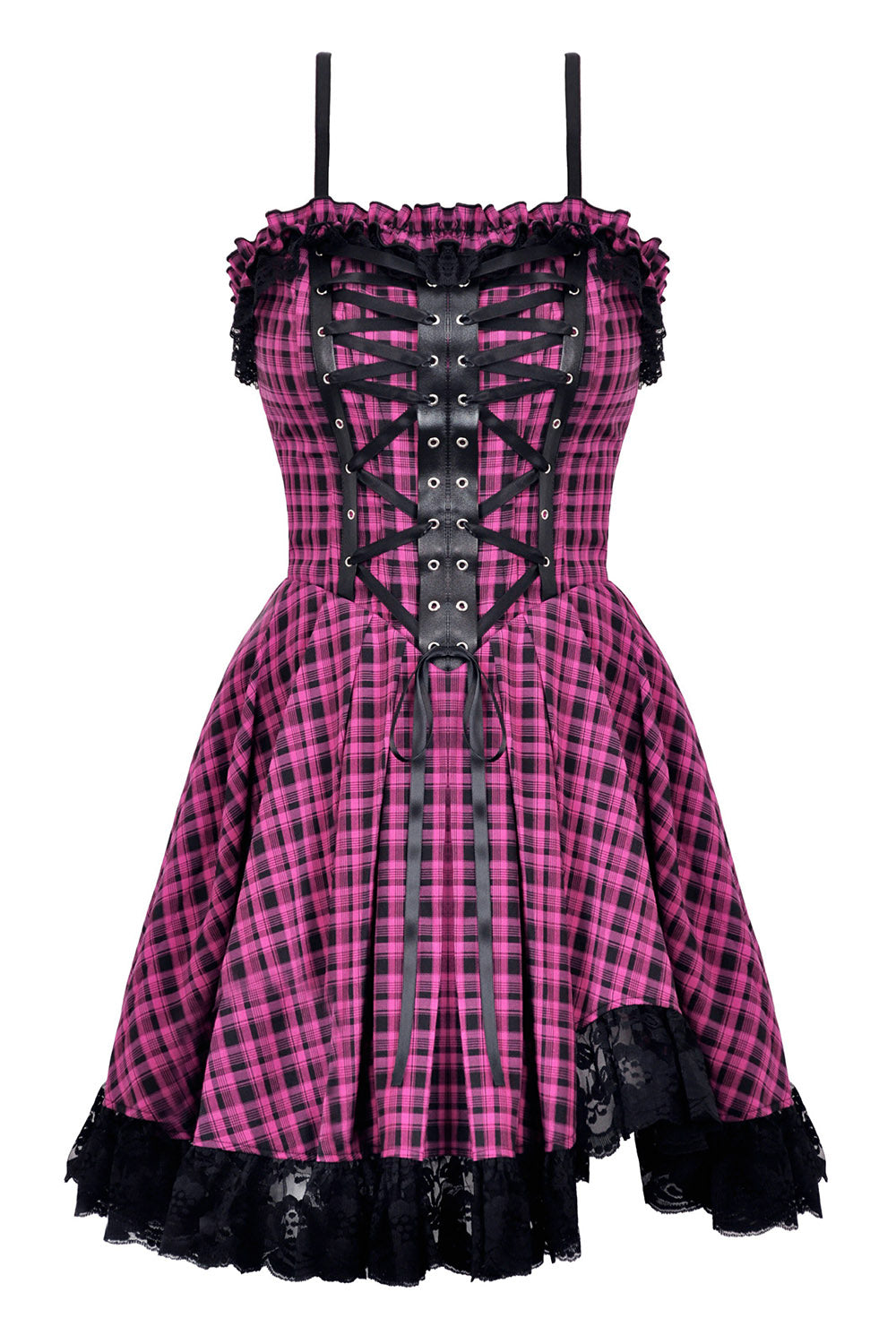 Pink Death Plaid Dress