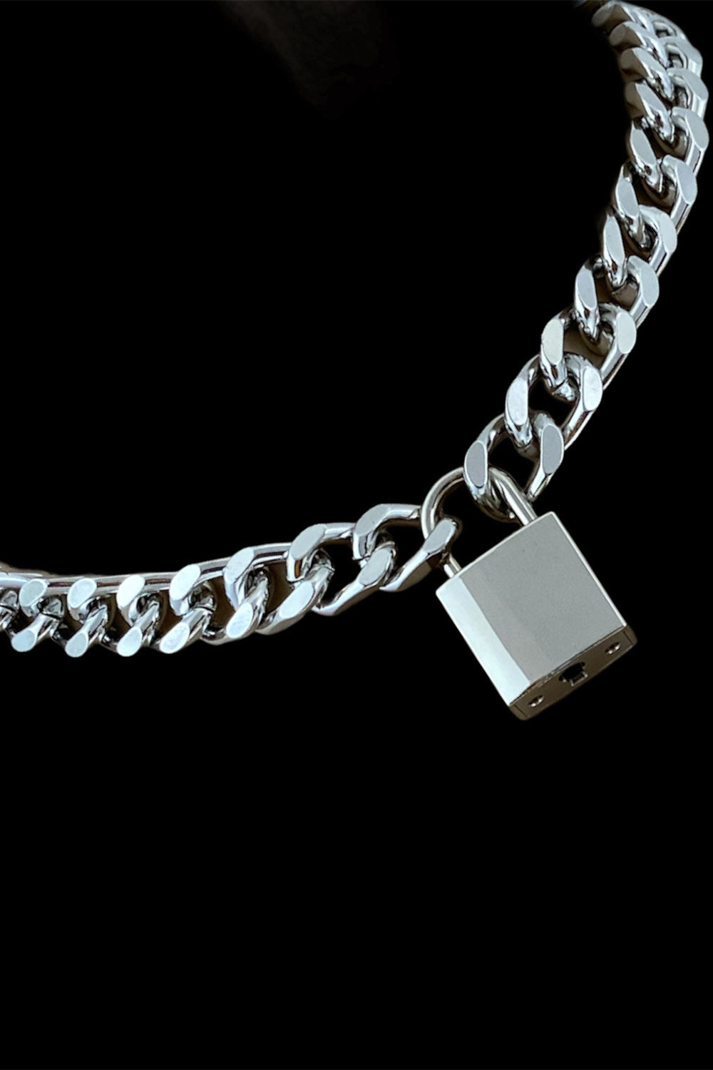 silver padlock necklace