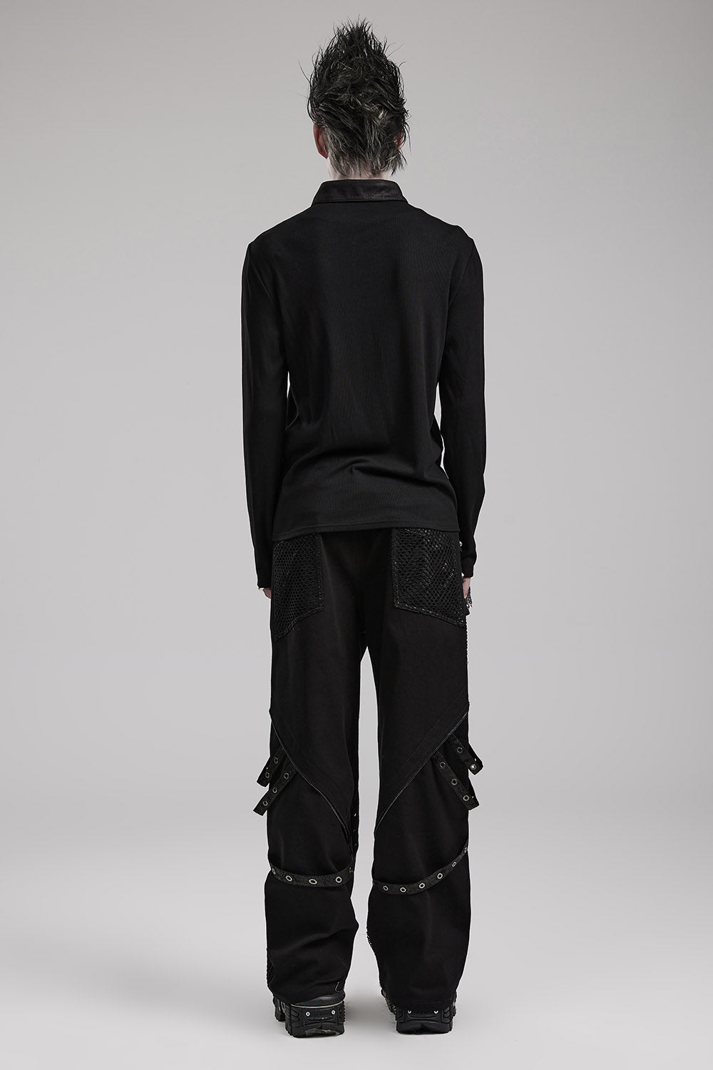 mens black baggy fit punk pants