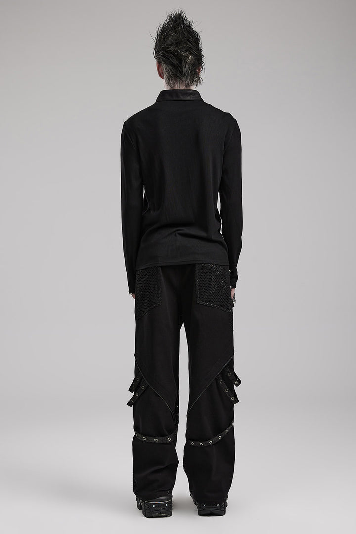 mens black baggy fit punk pants