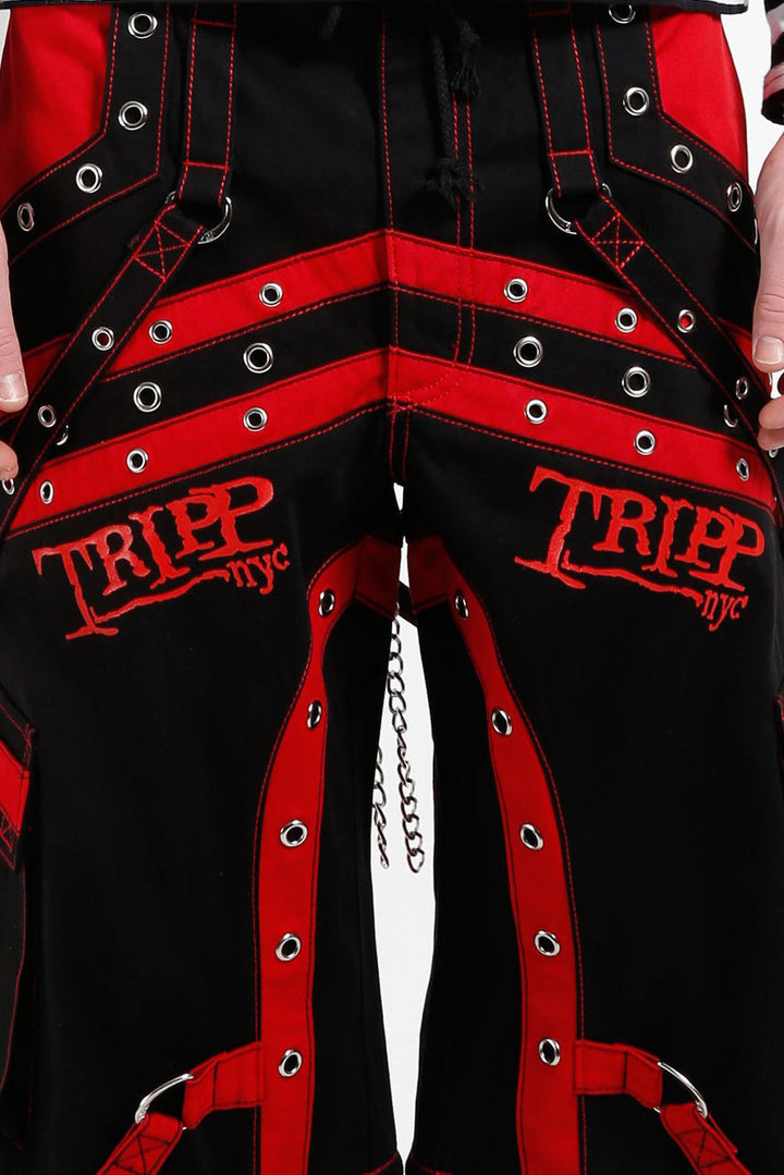 tripp NYC red and black street goth cargo pants
