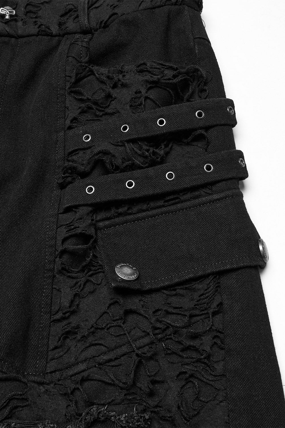 ribbed studded mens shredded distressed punk trousers