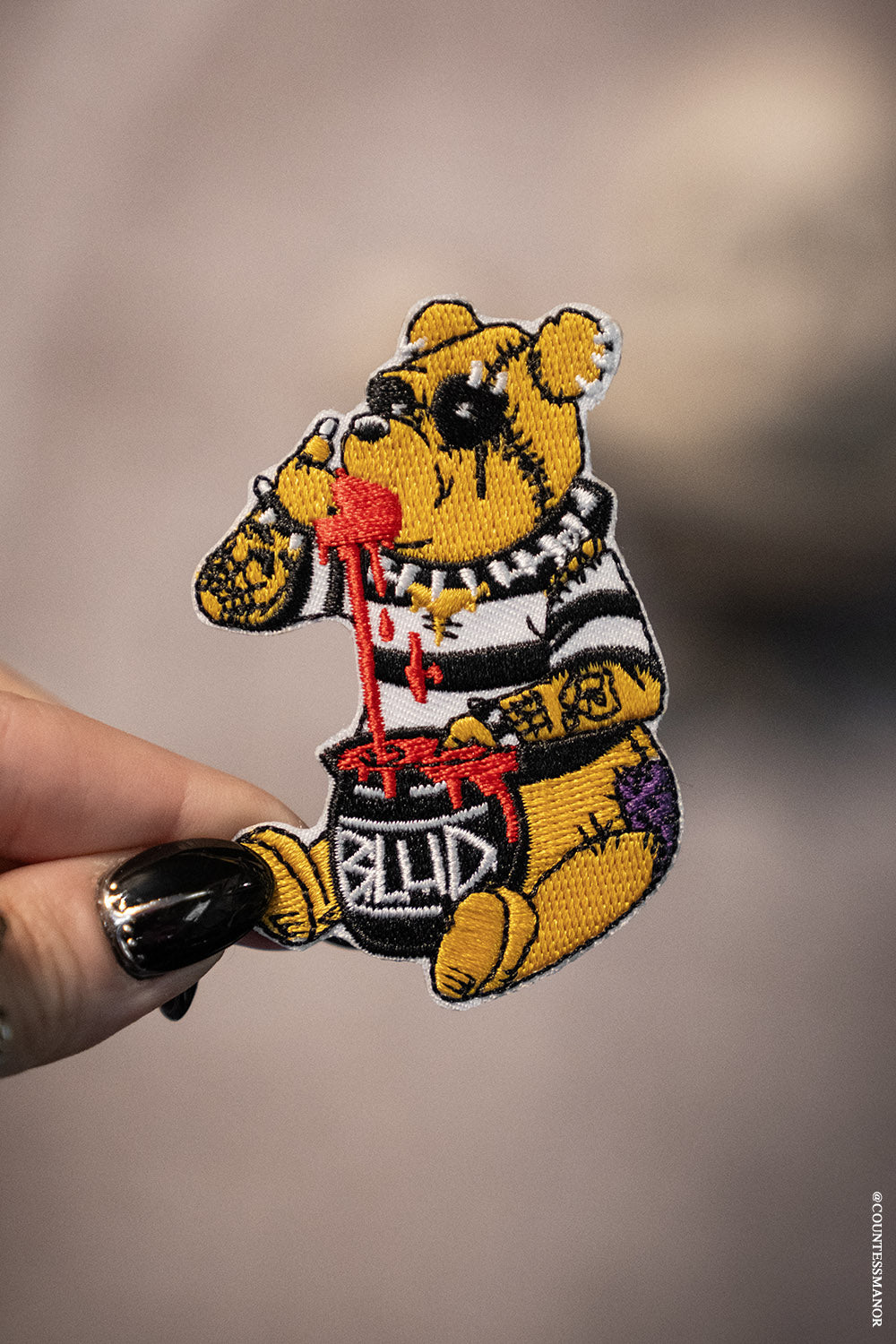 embroidered emo teddy bear patch