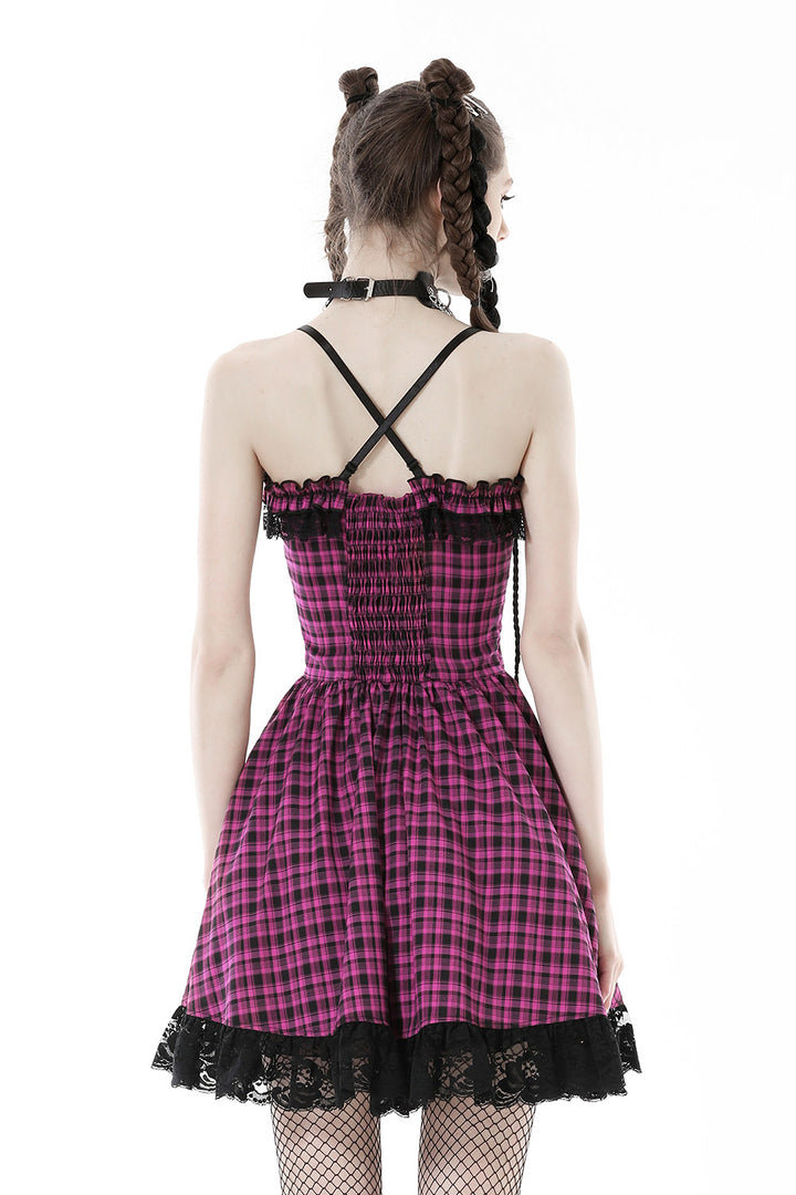 Pink Death Plaid Dress