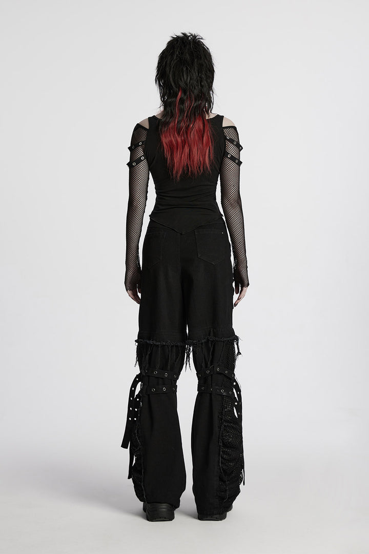 womens black baggy fit y2k distressed jeans