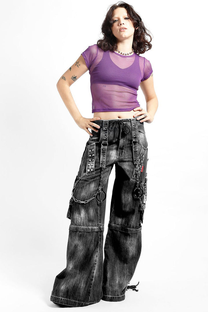 womens oversized low-rise distressed punk jeans