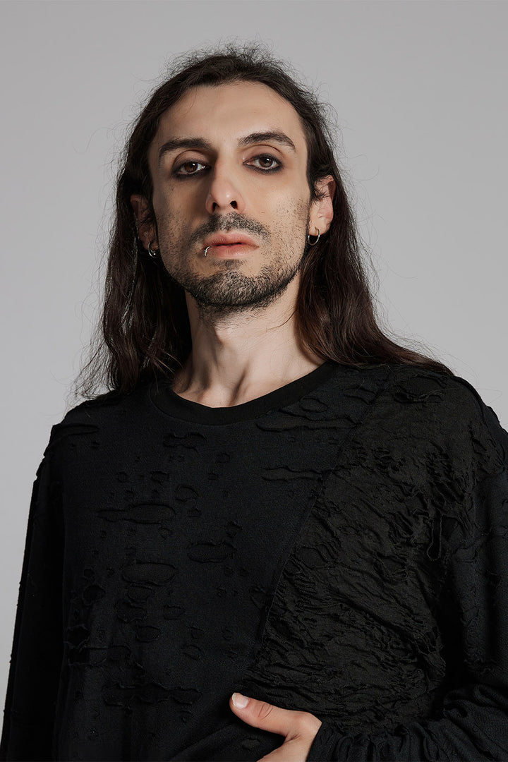 mens long sleeve distressed shredded shirt by punk rave