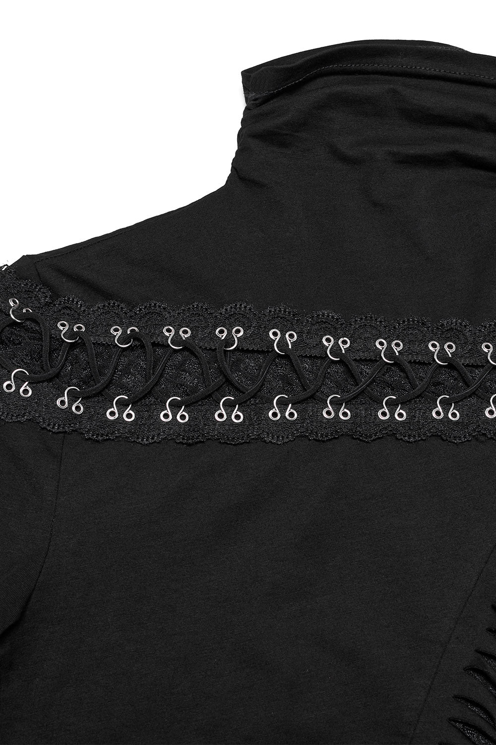 grunge goth embroidered lace up shirt