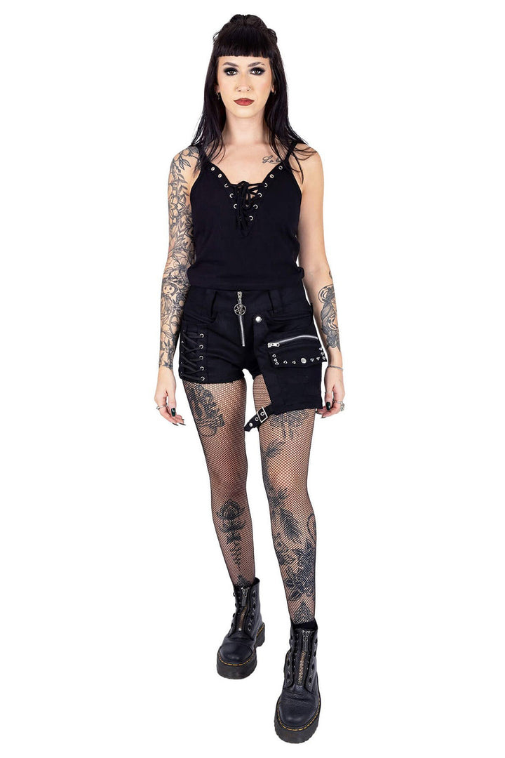 womens gothic shorts with pocket bag