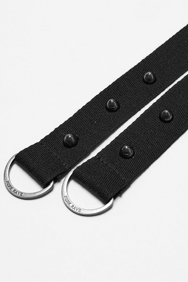 high low hem punk plaid skirt with studded straps