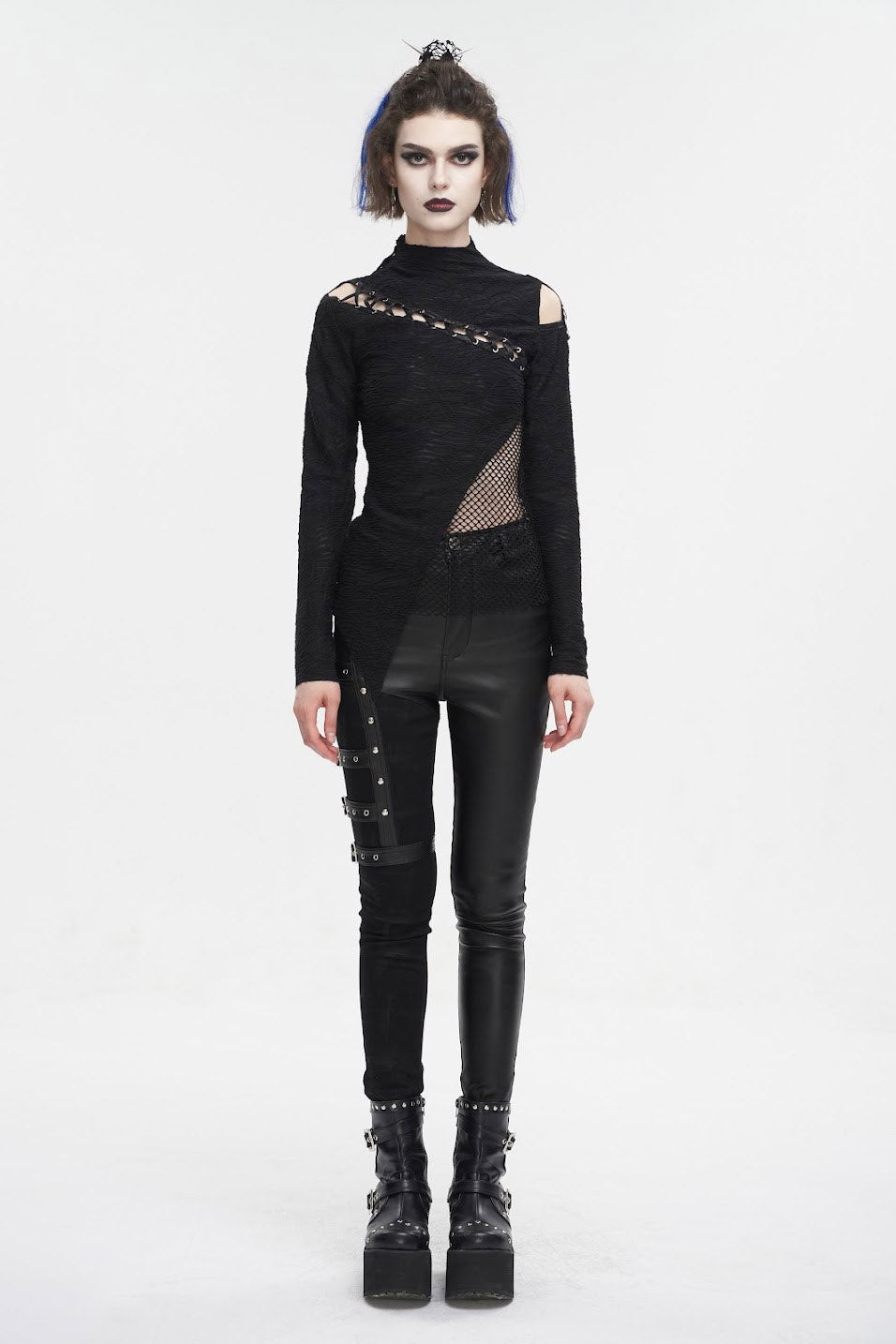 cold shoulder womens black shirt