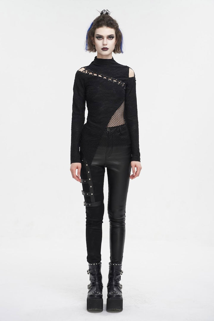 cold shoulder womens black shirt