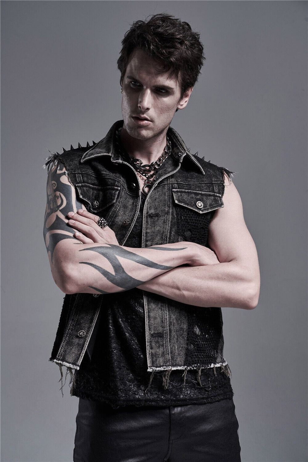 Scavenger Denim Spiked Vest