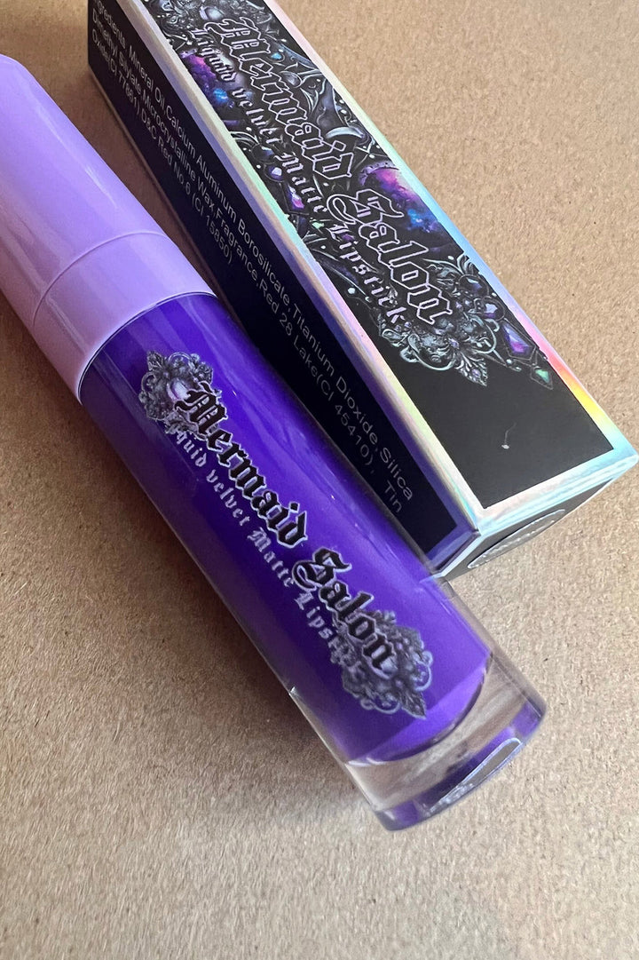 bright purple lipstick