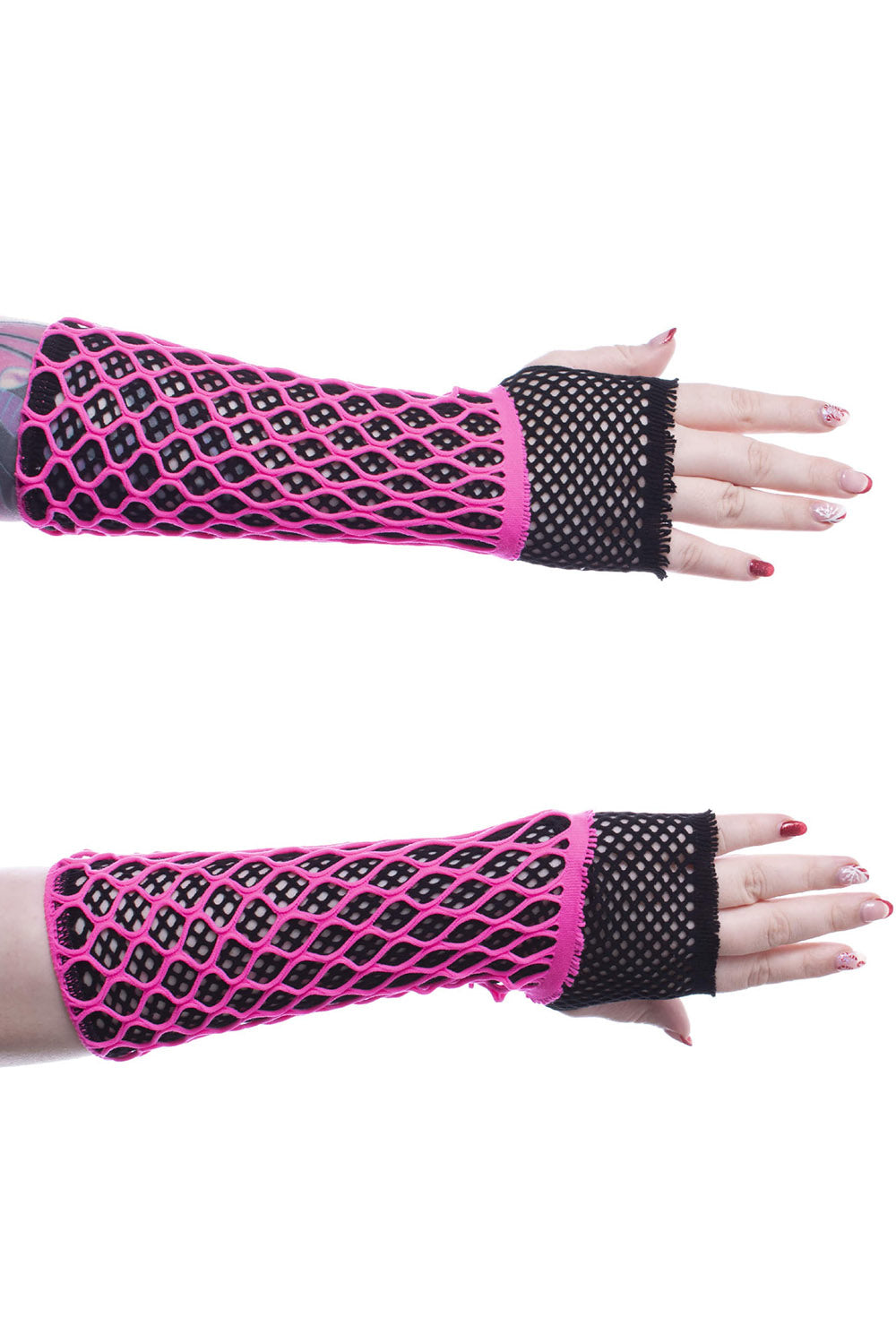 womens pink and black rave gloves