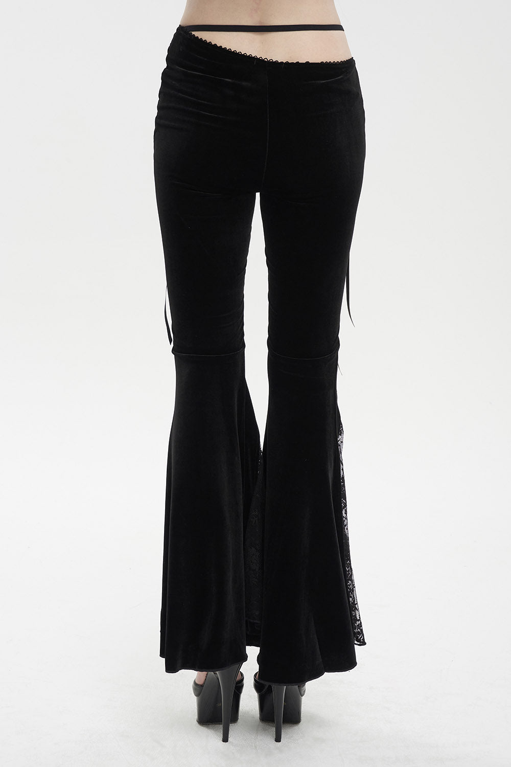 low waisted gothic black velvet pants