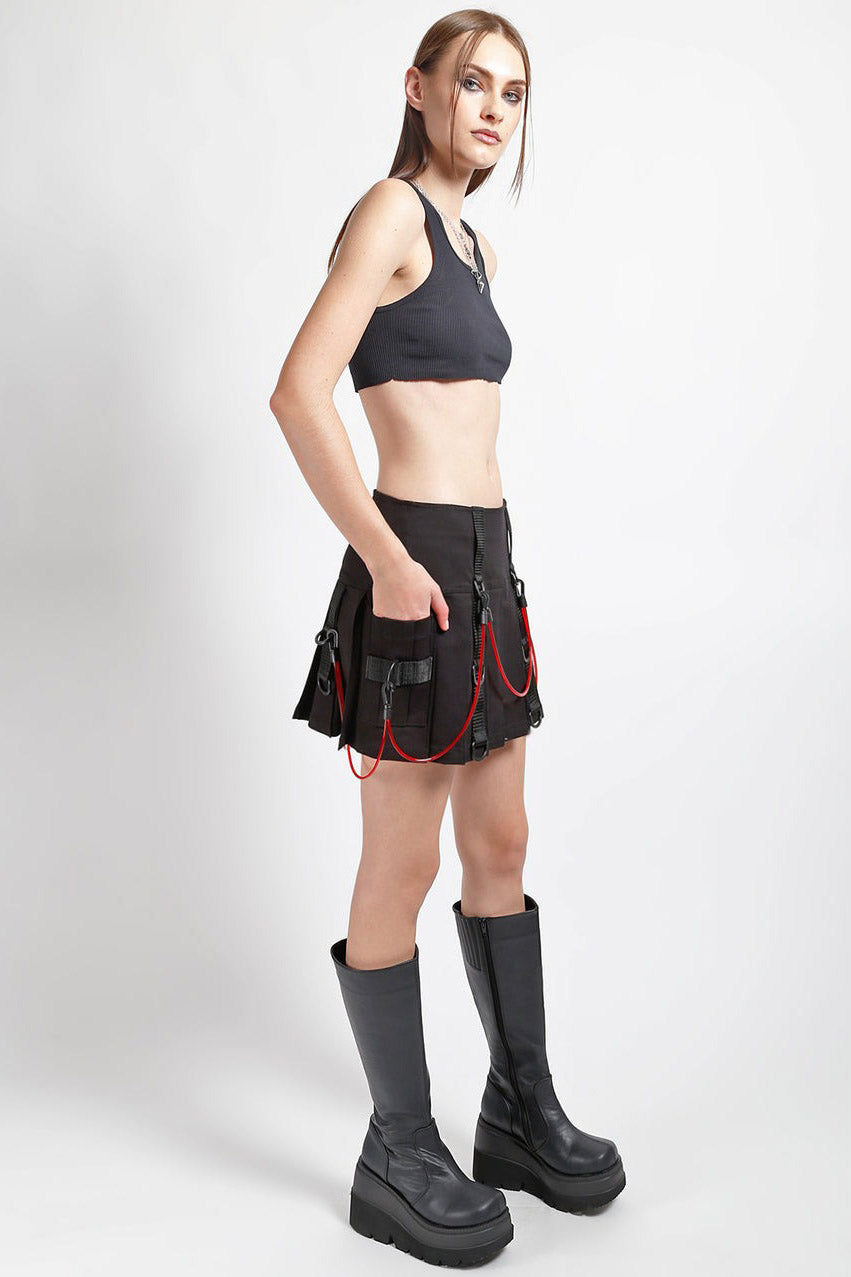 womens pleated mini skirt with pockets
