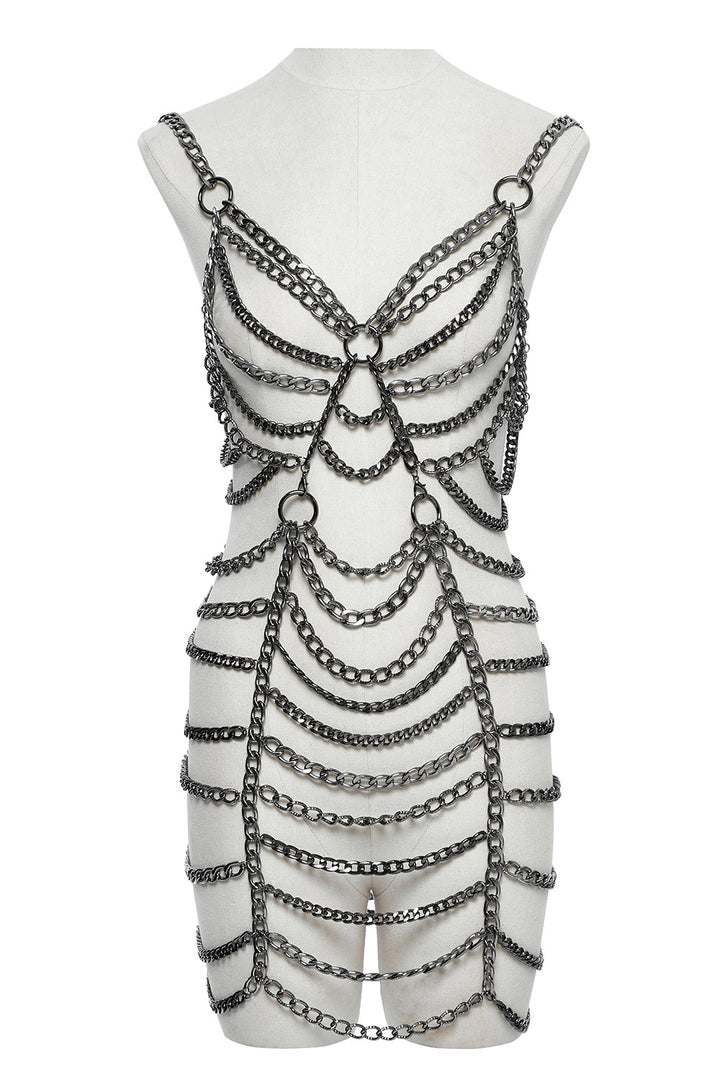 chain raver harness dress made of metal