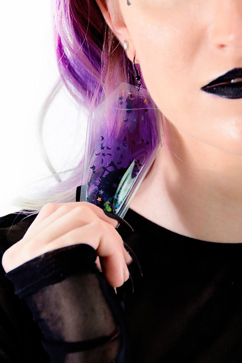 Liquid Glitter Coffin Earrings - Spell On You