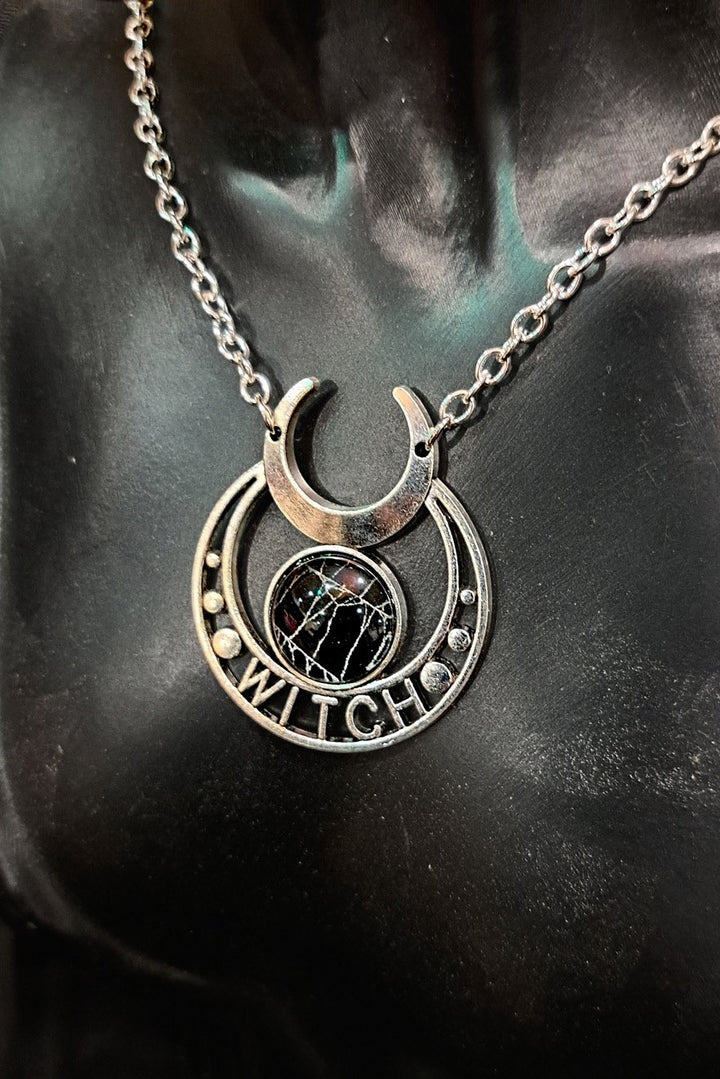 gothic witch moon phase and inverted crescent moon chain necklace by hell kitten RVA