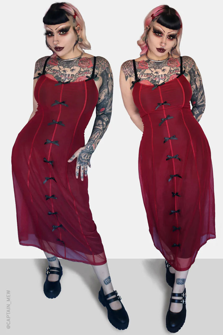 plus size goth dress with black ribbon bows