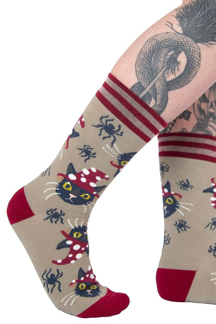 witchy cat socks