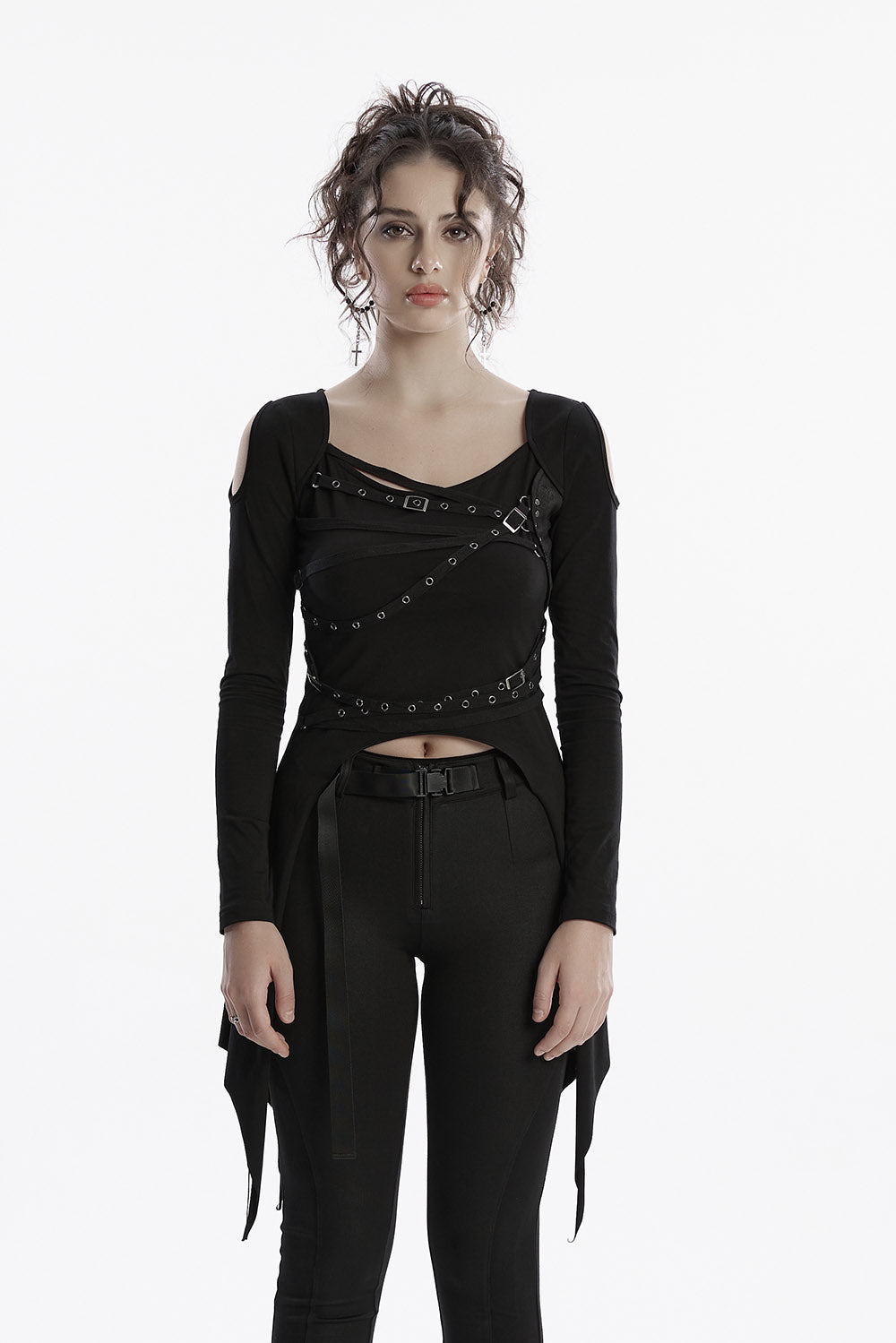 womens cold shoulder irregular top