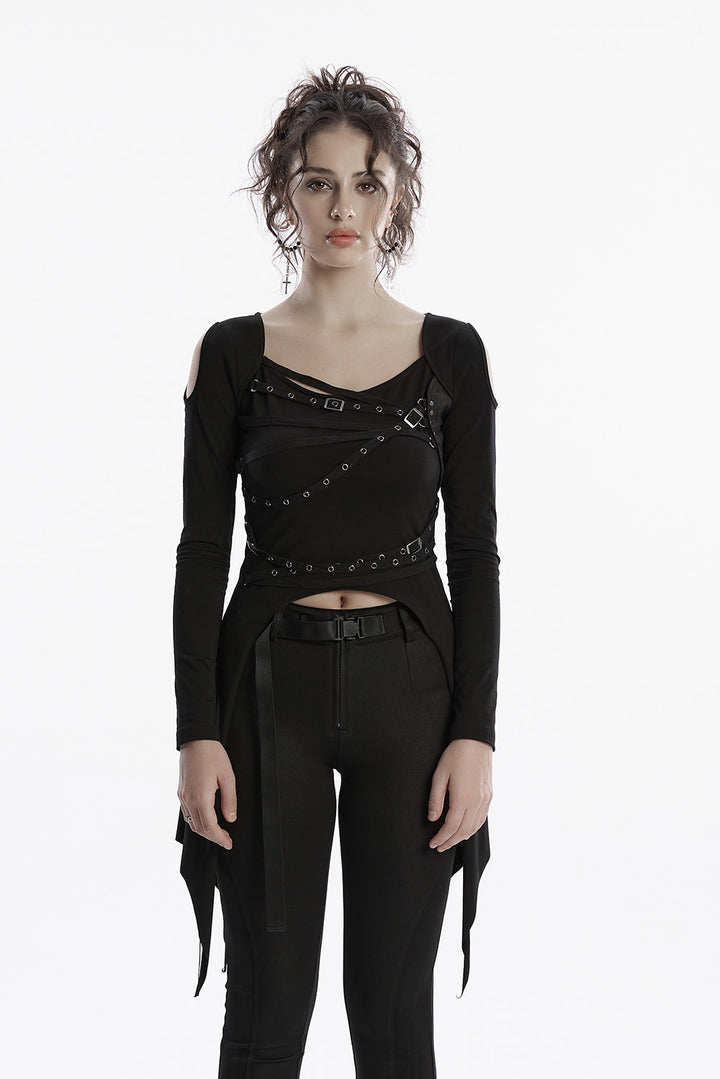 womens cold shoulder irregular top