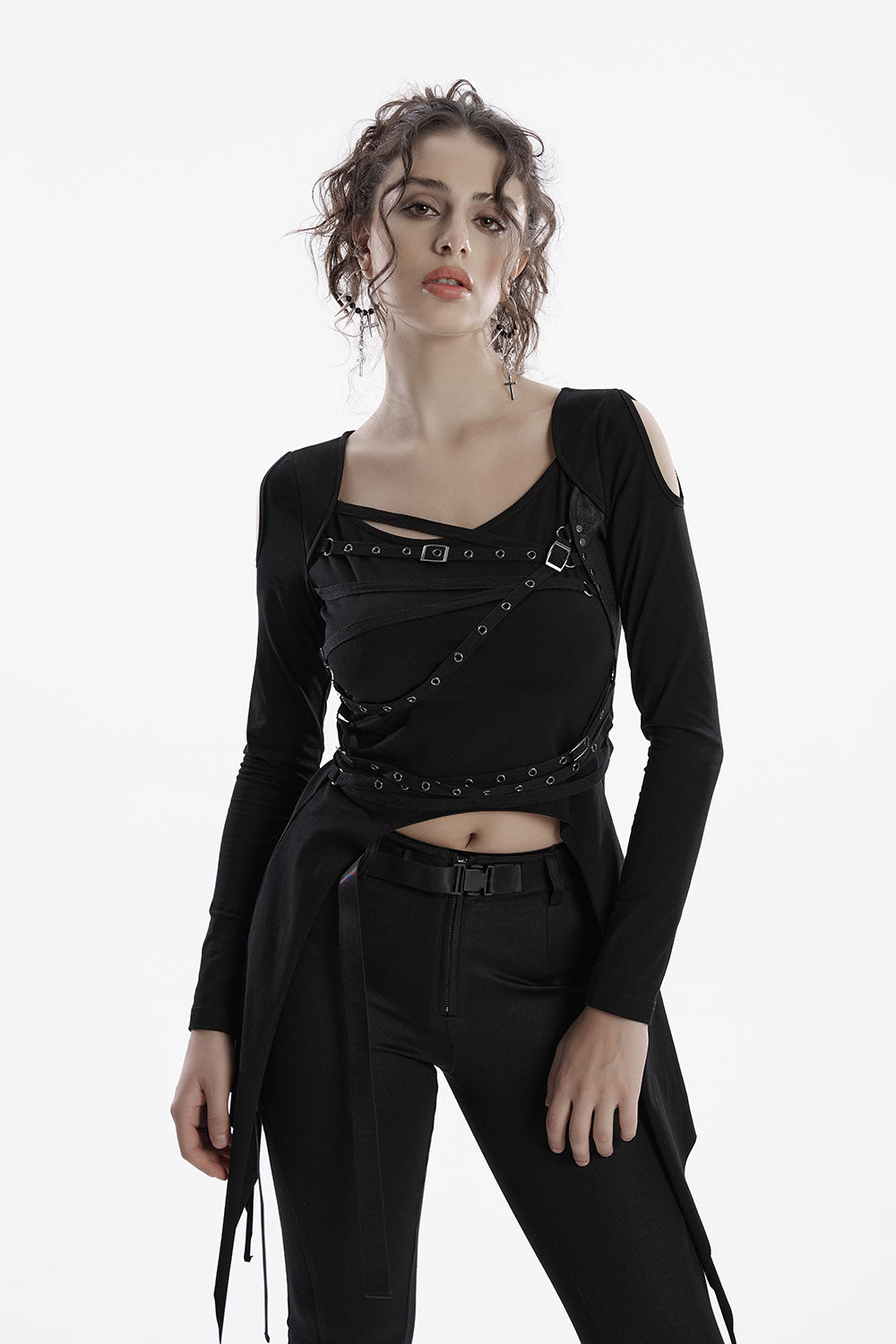 womens medieval goth long tunic top